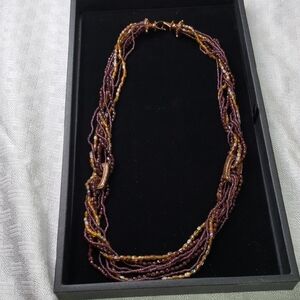 India Glass Multistrand Bead Necklace Boho